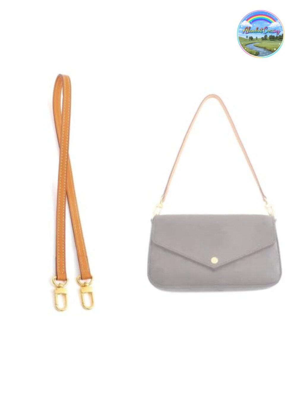 Vachetta Leather Purse Strap Replacement 23.6in Double Buckle Shoulder